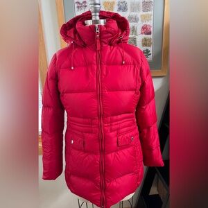 Lands End Women’s Red Puffer Down Parka in EUC